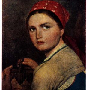 Старая открытка Девушка с бурачком